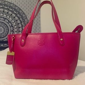 PINK LEATHER RALPH LAUREN HAND BAG
